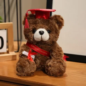 Björn gosedjur, Doctor-themed, wearing a doctor hat och söt, 18 cm