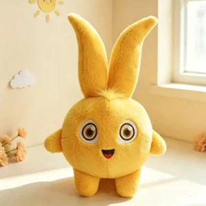 Kanin gosedjur i kawaii-stil, handgjord kudde med stora ögon och animeuttryck