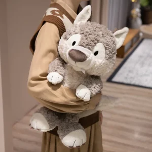 Wolf gosedjur, söt och tecknad style, sött tecknat sittande varg, 25–50 cm
