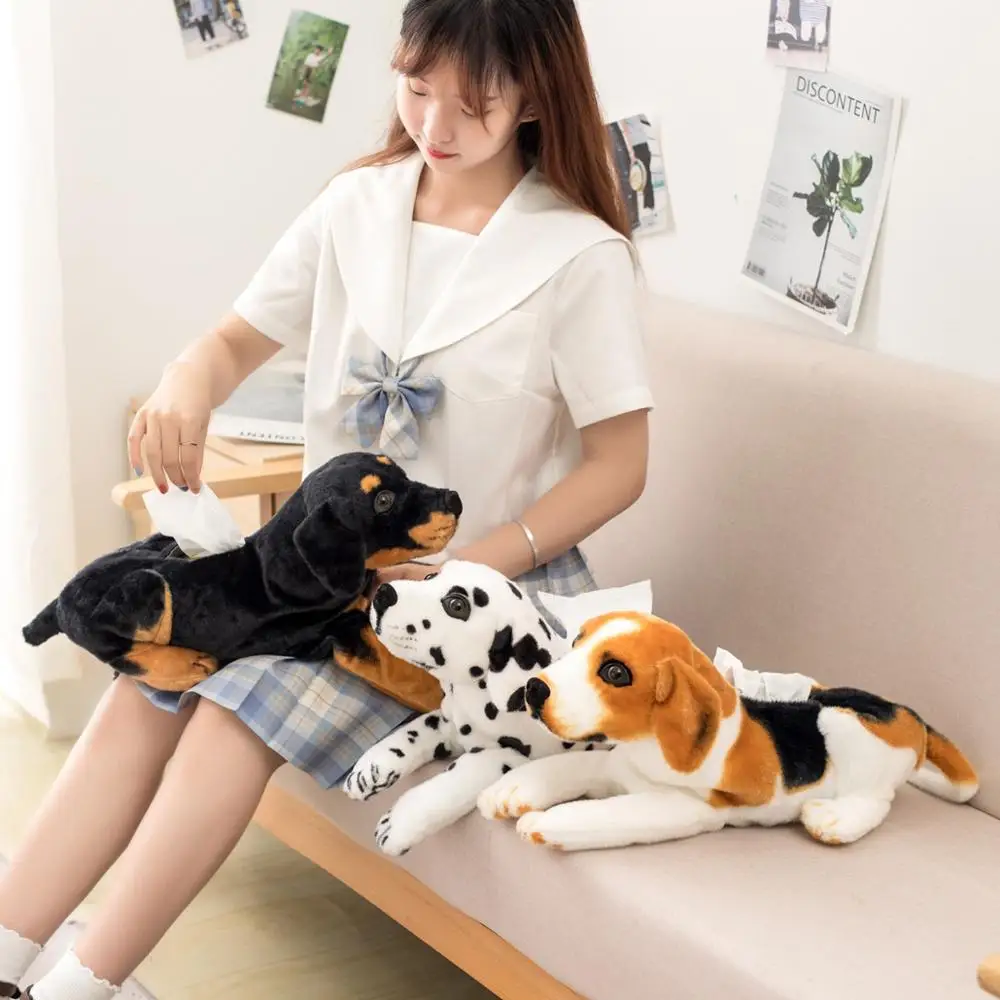 Hund gosedjur med naturtroget valpmotiv och förvaring för näsduksbox, 46 cm 5 Hund gosedjur med naturtroget valpmotiv och förvaring för näsduksbox, 46 cm - Bild 5