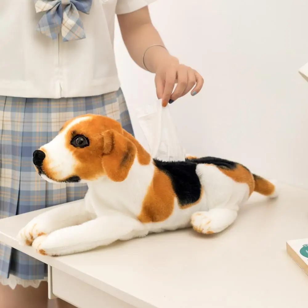 Hund gosedjur med naturtroget valpmotiv och förvaring för näsduksbox, 46 cm 3 Hund gosedjur med naturtroget valpmotiv och förvaring för näsduksbox, 46 cm - Bild 3