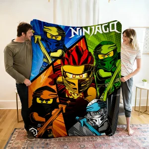 Filt med Ninjago-figurer i tecknad stil för soffa, vila och resor, 100–220 cm 50 Filt med Ninjago-figurer i tecknad stil för soffa, vila och resor, 100–220 cm