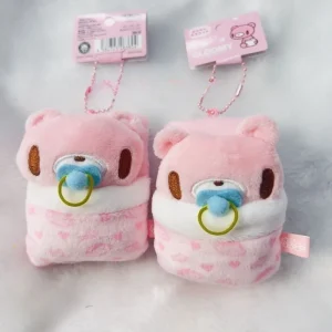Rosa björngosedjur som ryggsäckshänge, med napp, kawaii- och blodtörstig stil, 10 cm