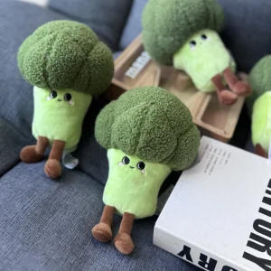 Mjuk broccolifigur som nyckelring i verklighetstrogen stil, flera figurvarianter