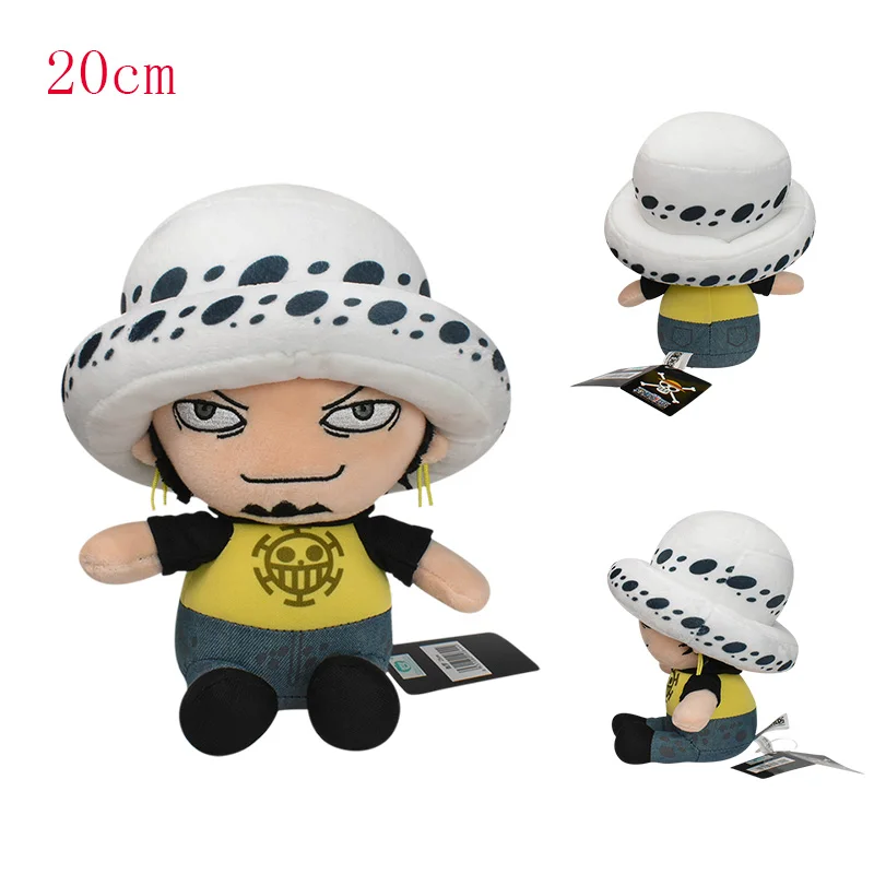 Tony Chopper apa gosedjur från ONE PIECE med Straw Hat-piraternas emblem, 20 cm 42 Mjukisdjuret visas framifrån och bakifrån med angiven storlek 20 cm.