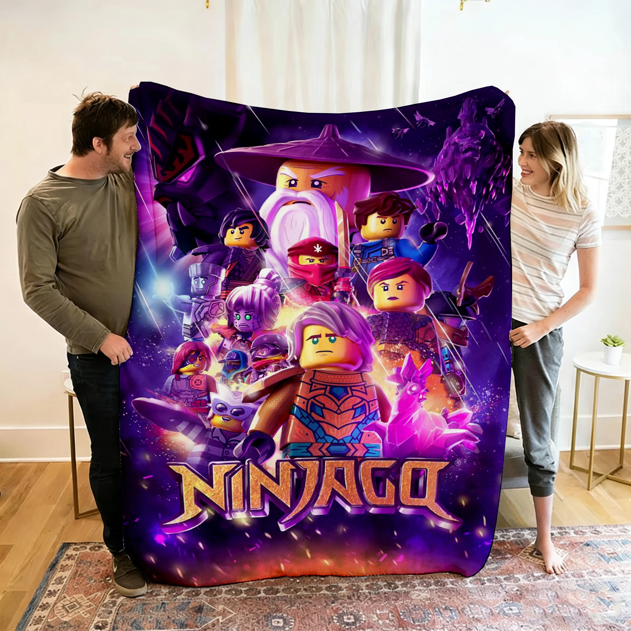 Filt med Ninjago-figurer i tecknad stil för soffa, vila och resor, 100–220 cm 26 Filt med Ninjago-figurer i tecknad stil för soffa, vila och resor, 100–220 cm - Bild 26