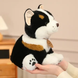 Corgi gosedjur som sittande hundkudde och dekorativ plyschkudde i tecknad stil