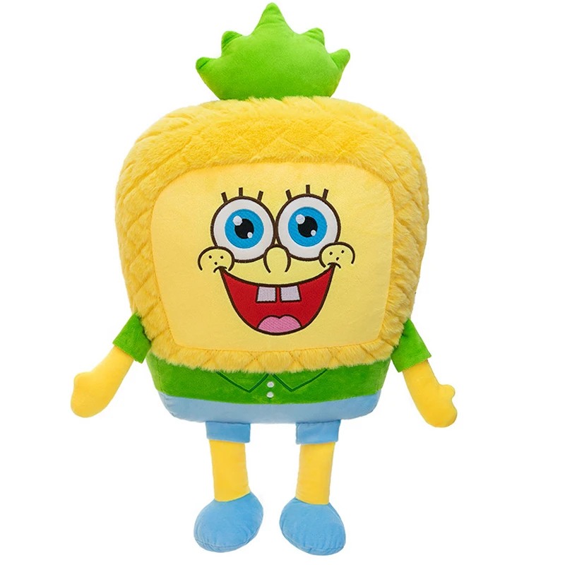 SpongeBob SquarePants gosedjur som plyschkudde i söt, tecknad stil, 25–80 cm 21 Helbild av den gula plyschfiguren med gröna detaljer och blå skor mot vit bakgrund.