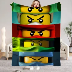 Ninjago-filt med flera figurvarianter, mjuk och luddig pläd för soffa, 100–200 cm