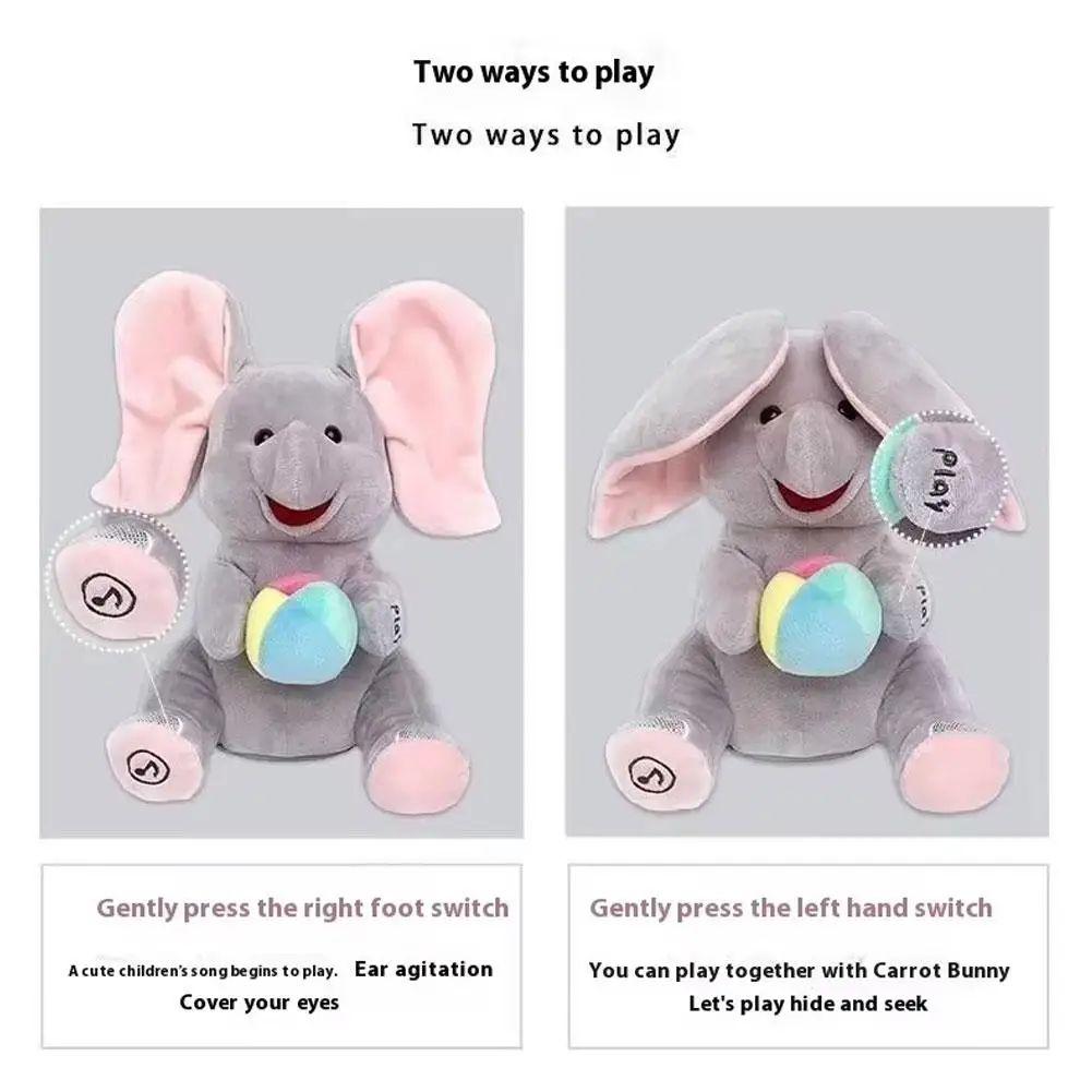 Elefant gosedjur med fladdrande öron och kurragömmalek, som spelar glada sånger 6 Elefant gosedjur med fladdrande öron och kurragömmalek, som spelar glada sånger - Bild 6