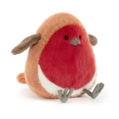 Robin gosedjur som mjuk plyschkudde i tecknad stil, fluffig och fyllig, 20 cm