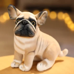 Hund gosedjur, Small och Stuffed, realistisk valpdesign mops chihuahua, 18 cm