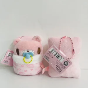 Rosa björngosedjur som ryggsäckshänge, med napp, kawaii- och blodtörstig stil, 10 cm