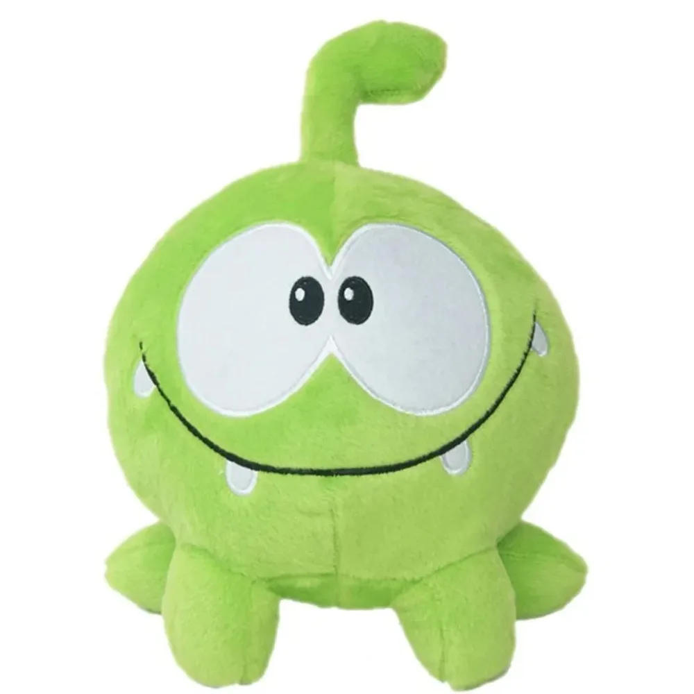 Groda gosedjur från Cut the Rope med Om Nom, grön färgton och fruktmotiv, 20 cm 18 Visa den gröna grodplyschen framifrån mot vit bakgrund.