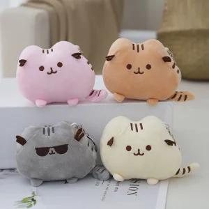 Pusheen-kattgosedjur som söt, knubbig nyckelring och väskberlock, stort, 12 cm