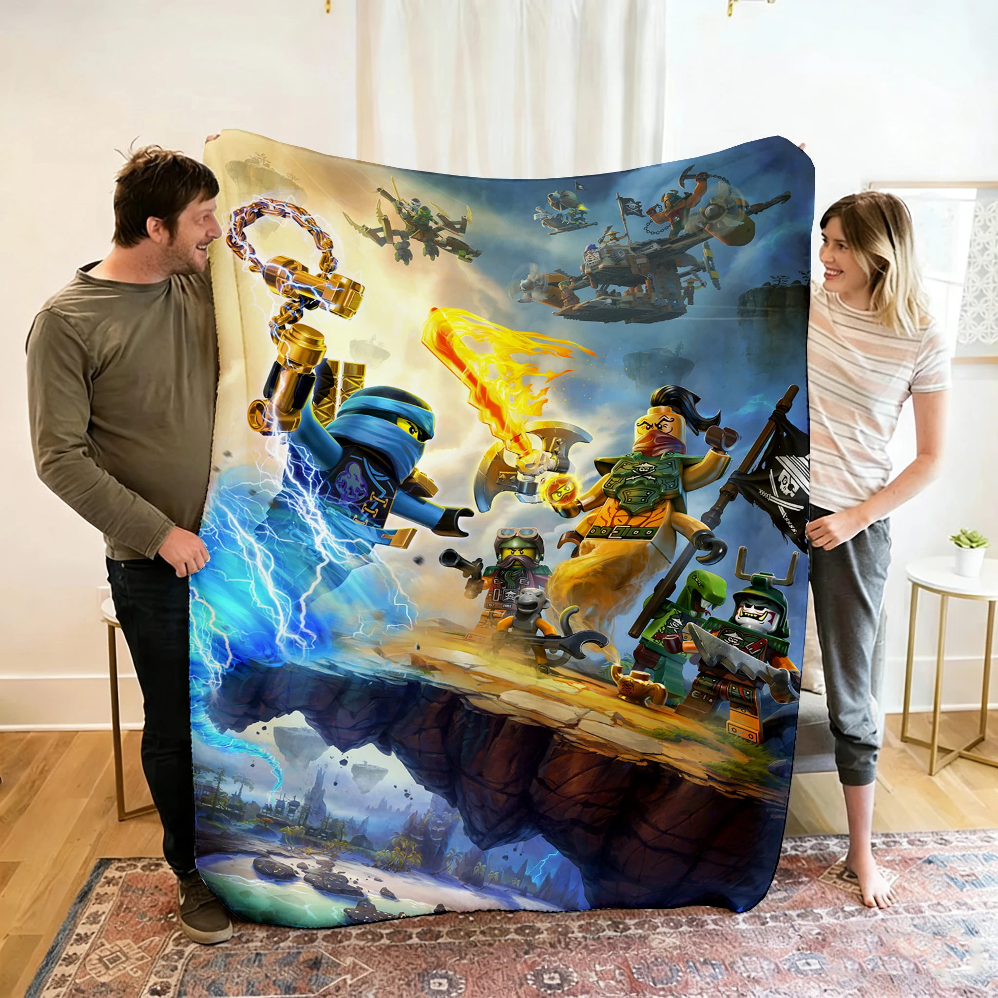 Filt med Ninjago-figurer i tecknad stil för soffa, vila och resor, 100–220 cm 22 Filt med Ninjago-figurer i tecknad stil för soffa, vila och resor, 100–220 cm - Bild 22