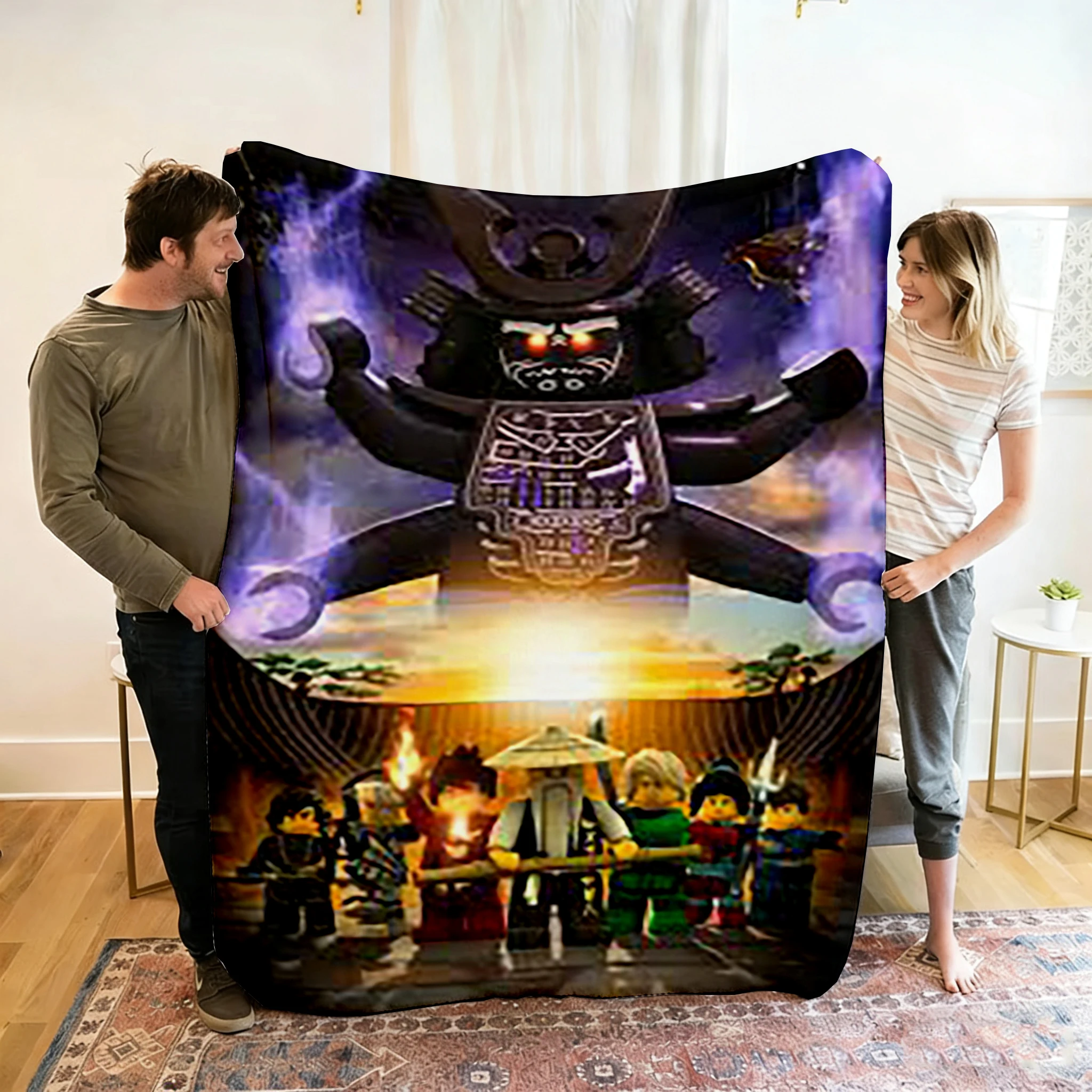 Filt med Ninjago-figurer i tecknad stil för soffa, vila och resor, 100–220 cm 18 Filt med Ninjago-figurer i tecknad stil för soffa, vila och resor, 100–220 cm - Bild 18