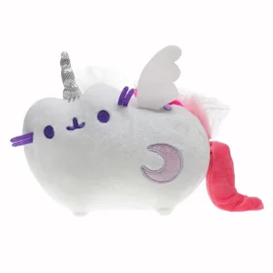 Pusheen katt och enhörning gosedjur i kawaii-stil med munk, glass- och pizzamotiv