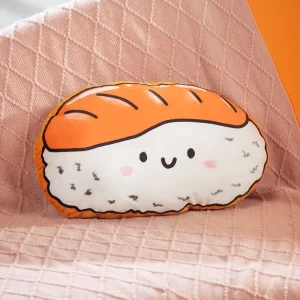 Dekorativ 3D-plyschkudde i japansk tecknad stil med onigiri, sushi och mjölkmotiv