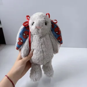 Alternative view of Skojigt kanin gosedjur med hängande öron och lekfullt spindel-Man-mönster, 23 cm