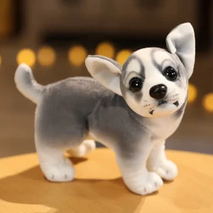 Hund gosedjur, Small och Stuffed, realistisk valpdesign mops chihuahua, 18 cm