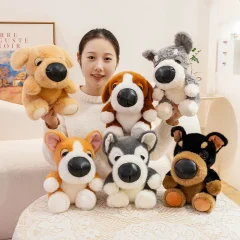 Naturtroget hundgosedjur med stort huvud, bland annat i corgiutförande, 15–25 cm