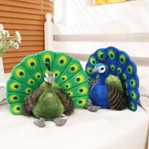 Blågrönt peacock gosedjur med utslagen solfjäderstjärt och kreativ utformning