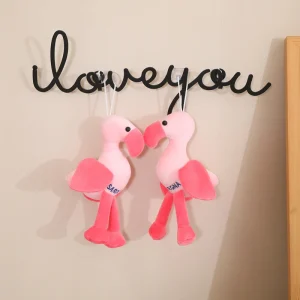 Flamingo gosedjur i rosa kawaii-stil, mjuk fågelfigur med sött uttryck, 15–25 cm