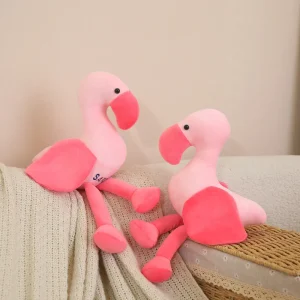 Flamingo gosedjur i rosa kawaii-stil, mjuk fågelfigur med sött uttryck, 15–25 cm