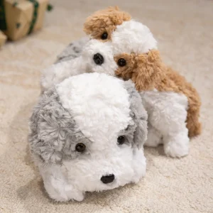 Liggande valp som hund gosedjur i mjuk plyschkudde med realistisk form, 32–48 cm 13 Liggande valp som hund gosedjur i mjuk plyschkudde med realistisk form, 32–48 cm