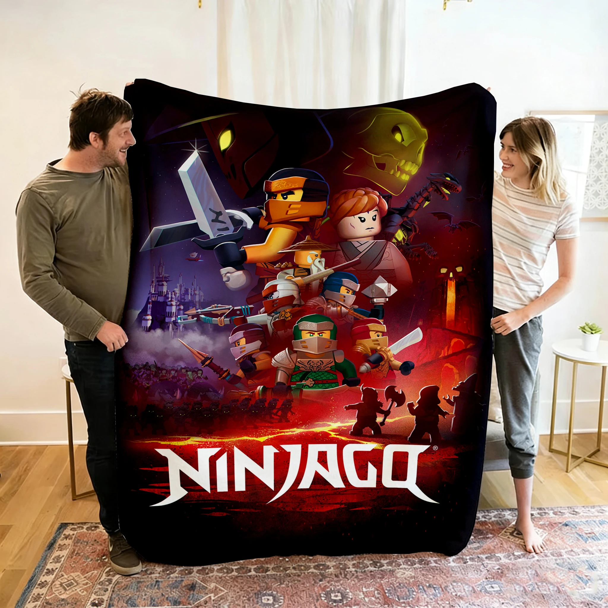 Filt med Ninjago-figurer i tecknad stil för soffa, vila och resor, 100–220 cm 9 Filt med Ninjago-figurer i tecknad stil för soffa, vila och resor, 100–220 cm - Bild 9