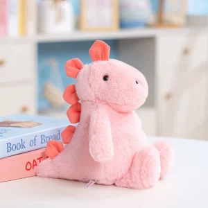 Mjuk rosa dinosaurie gosedjur med söt design som kramkudde och sovkompis, 20–25 cm
