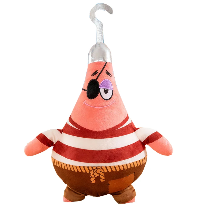 SpongeBob SquarePants-karaktärer gosedjur som plyschkudde i tecknad stil, 40–100 cm 23 Rosa Patrick-plyschfigur i randig tröja och bruna shorts mot vit bakgrund.