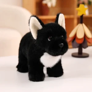 Hund som hundleksak, verklighetstrogen och svart, 25–30 cm