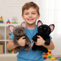 Realistiskt hundgosedjur med French Bulldog-valp, mjuk kudde och naturtrogen design