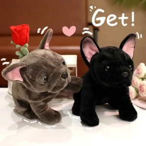 Realistiskt hundgosedjur med French Bulldog-valp, mjuk kudde och naturtrogen design