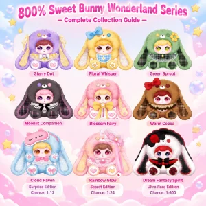 Sweet Bunny Wonderland, set med nio mjuka och fluffiga kanindockor i kawaii-stil 18 Sweet Bunny Wonderland, set med nio mjuka och fluffiga kanindockor i kawaii-stil