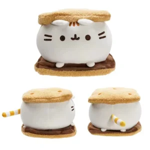 Pusheen katt och enhörning gosedjur i kawaii-stil med munk, glass- och pizzamotiv