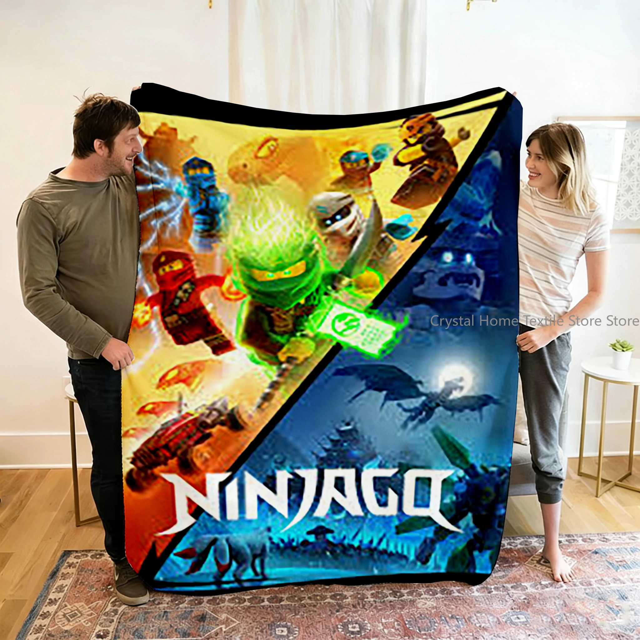 Filt med Ninjago-figurer i tecknad stil för soffa, vila och resor, 100–220 cm 4 Filt med Ninjago-figurer i tecknad stil för soffa, vila och resor, 100–220 cm - Bild 4