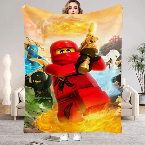Ninjago-filt med flera figurvarianter, mjuk och luddig pläd för soffa, 100–200 cm