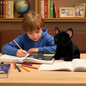 Realistiskt hundgosedjur med French Bulldog-valp, mjuk kudde och naturtrogen design