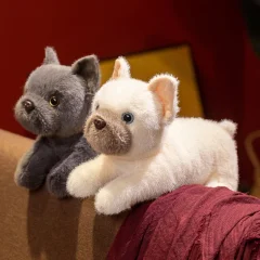 Bulldog som hundgosedjur och liggande hundkudde med realistiskt utseende, 30 cm