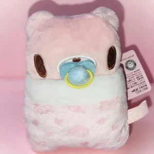 Rosa björngosedjur som ryggsäckshänge, med napp, kawaii- och blodtörstig stil, 10 cm