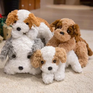 Liggande valp som hund gosedjur i mjuk plyschkudde med realistisk form, 32–48 cm 12 Liggande valp som hund gosedjur i mjuk plyschkudde med realistisk form, 32–48 cm