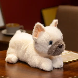 Bulldog som hundgosedjur och liggande hundkudde med realistiskt utseende, 30 cm