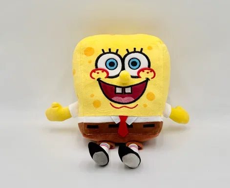 Väskhängen med SpongeBob-karaktärer som mjuka figurer, i storlekarna, 10–33 cm 39 Visa den gula, fyrkantiga figuren med bruna byxor och röd slips.