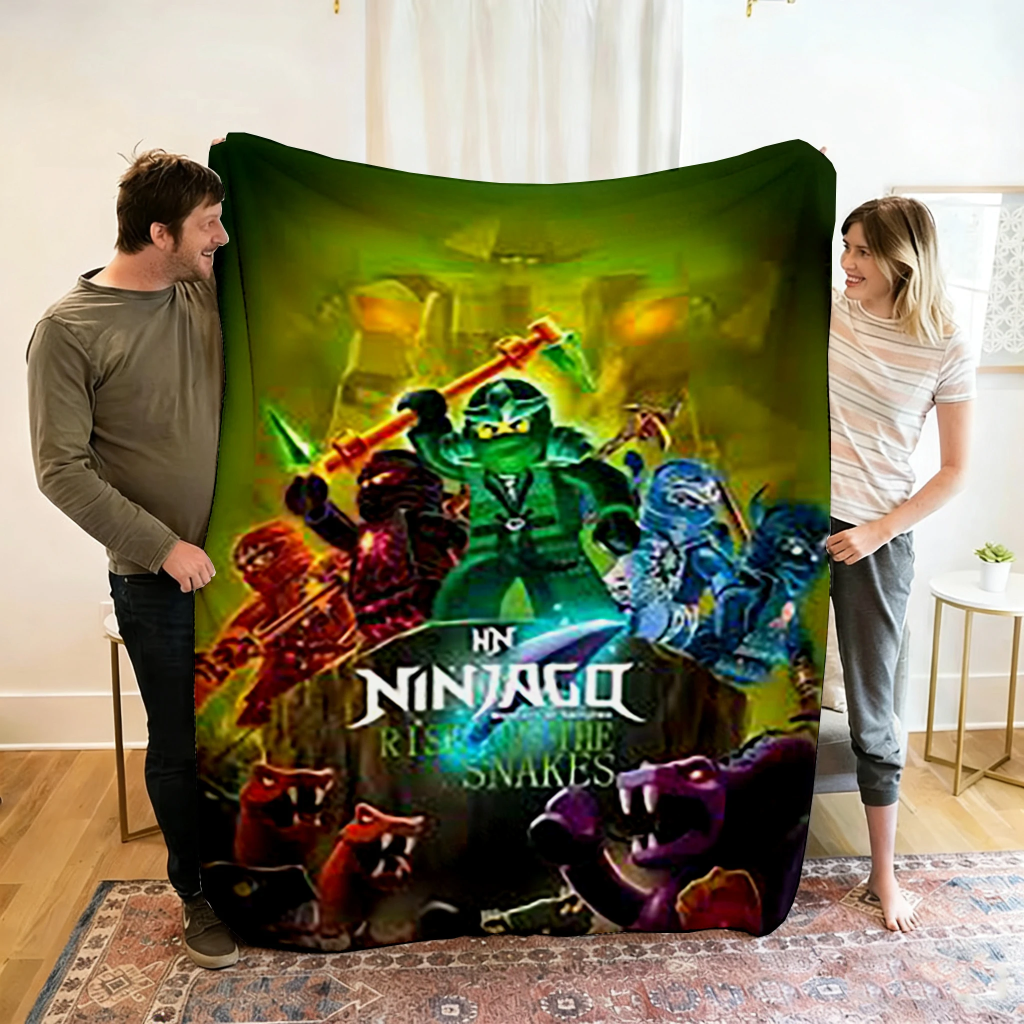 Filt med Ninjago-figurer i tecknad stil för soffa, vila och resor, 100–220 cm 7 Filt med Ninjago-figurer i tecknad stil för soffa, vila och resor, 100–220 cm - Bild 7
