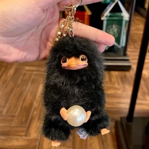 Svart Niffler-nyckelring med boll, hängande väskdekoration från Magic Academy 11 Svart Niffler-nyckelring med boll, hängande väskdekoration från Magic Academy