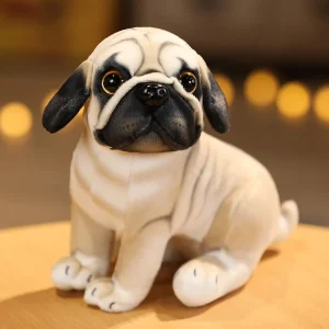 Hund gosedjur, Small och Stuffed, realistisk valpdesign mops chihuahua, 18 cm