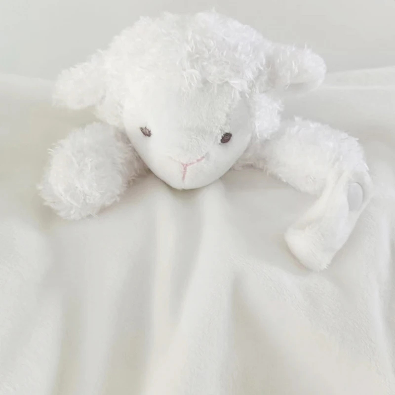 Får och lamm som mjuk snuttefilt med napphållare och sött broderat fårmotiv 3 Får och lamm som mjuk snuttefilt med napphållare och sött broderat fårmotiv - Bild 3